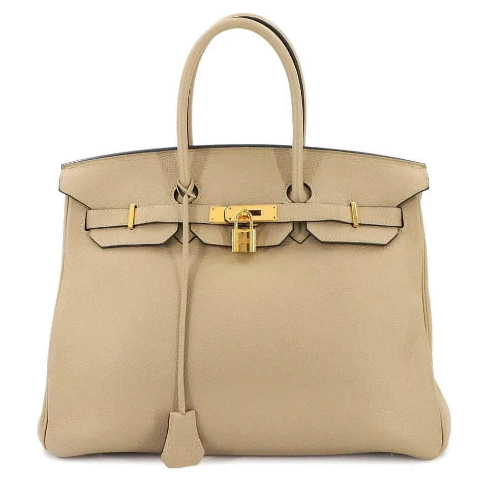 Luxury Promise Japan HERMES Birkin 35 Veau Togo Trench Hand Bag Purse Beige 90287721