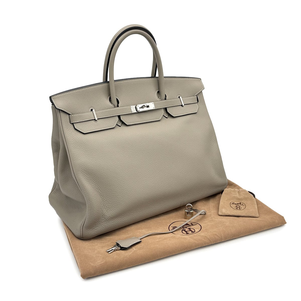 Luxury Promise Japan HERMES BIRKIN 40 GRIS TOURTERELLE TAURILLON CLEMENCE HAND BAG 1999 SQUARE C SILVER HARDWARE 90317610