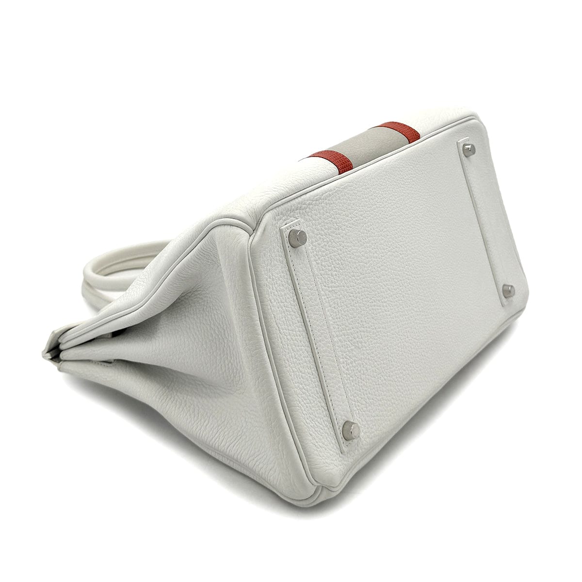 Luxury Promise Japan HERMES BIRKIN CLUB 35 WHITE GRIS PERLE SANGUINE TAURILLON CLEMENCE LIZARD HAND BAG □P SHW 90298337