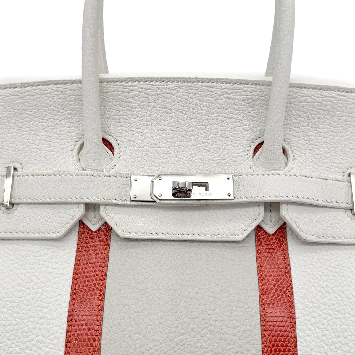 Luxury Promise Japan HERMES BIRKIN CLUB 35 WHITE GRIS PERLE SANGUINE TAURILLON CLEMENCE LIZARD HAND BAG □P SHW 90298337