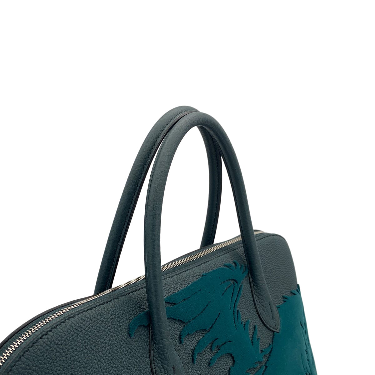 Luxury Promise Japan HERMES BOLIDE 1923 45 CHIMERES DRAGON VERT CYPRESS TOGO VELVET HAND BAG 2019 D STAMP PALLADIUM HARDWARE 90311974