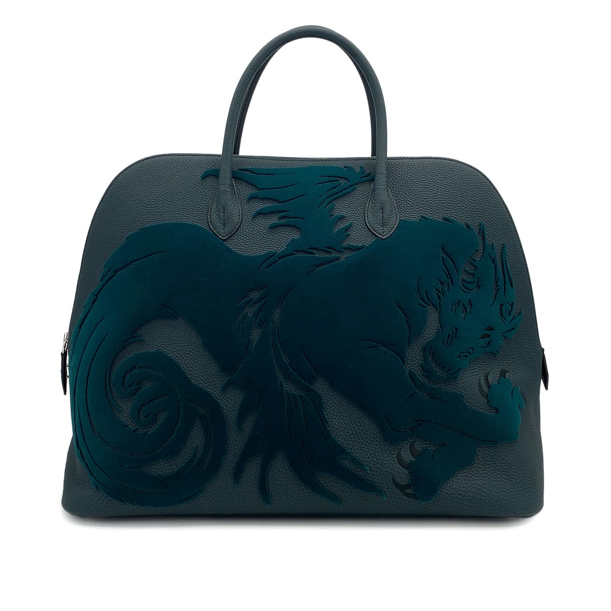 Luxury Promise Japan HERMES BOLIDE 1923 45 CHIMERES DRAGON VERT CYPRESS TOGO VELVET HAND BAG 2019 D STAMP PALLADIUM HARDWARE 90311974