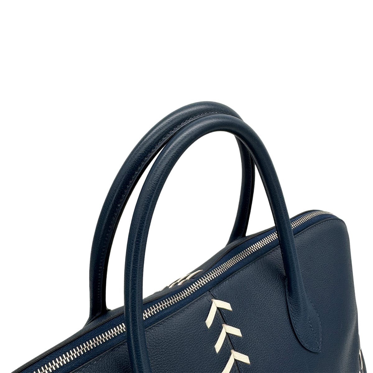 Luxury Promise Japan HERMES BOLIDE 1923 BASEBALL 45 BLUE DE MALTE EVERCOLOR HAND BAG 2018 C STAMP PALLADIUM HARDWARE 90314889