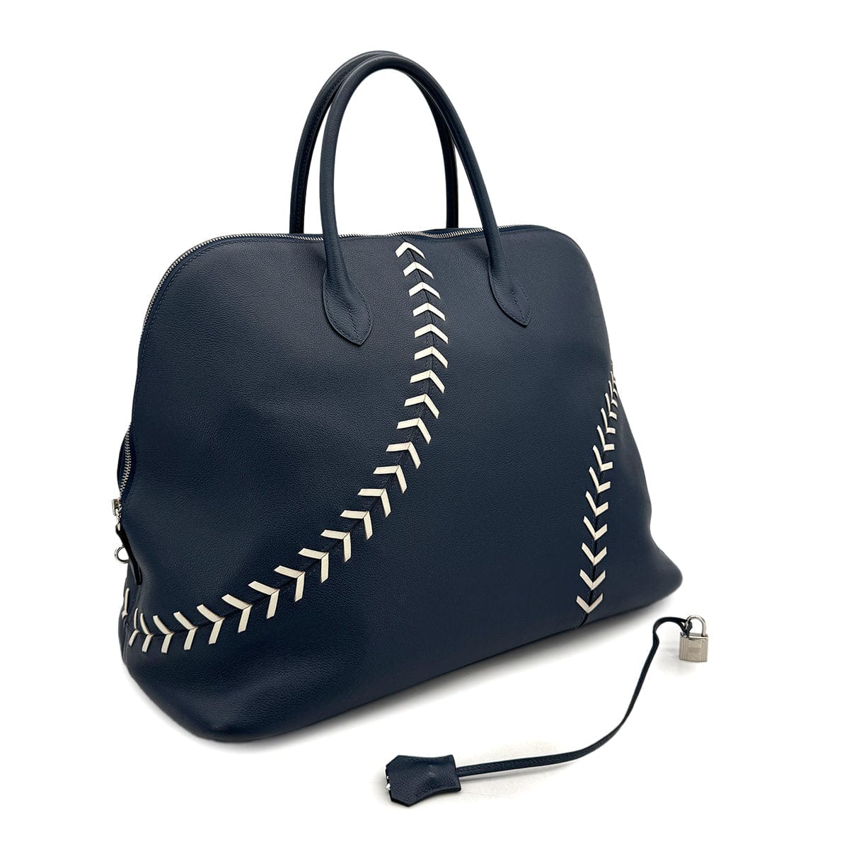 Luxury Promise Japan HERMES BOLIDE 1923 BASEBALL 45 BLUE DE MALTE EVERCOLOR HAND BAG 2018 C STAMP PALLADIUM HARDWARE 90314889