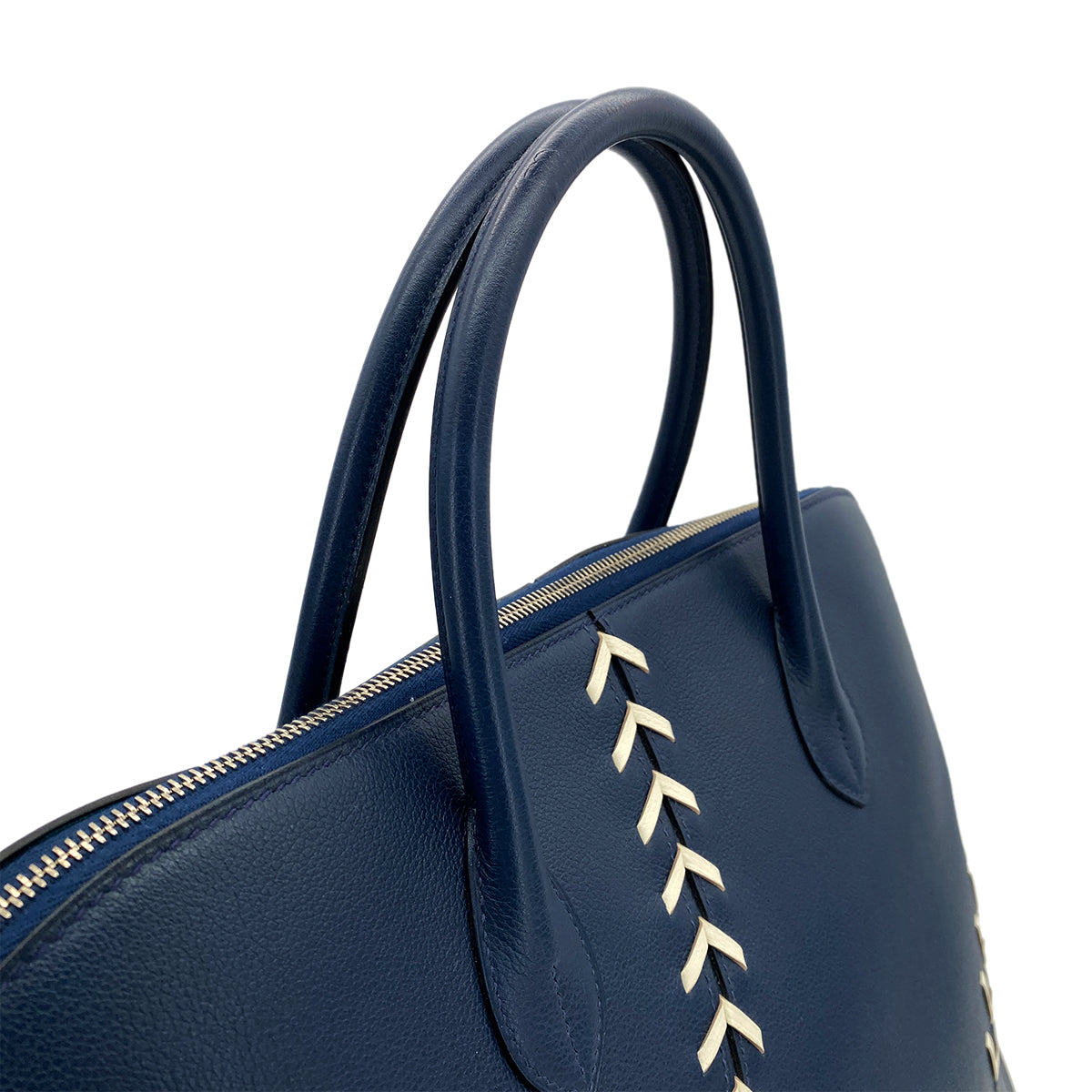 Luxury Promise Japan HERMES BOLIDE 1923 BASEBALL 45 BLUE DE MALTE EVERCOLOR HAND BAG C 90298745