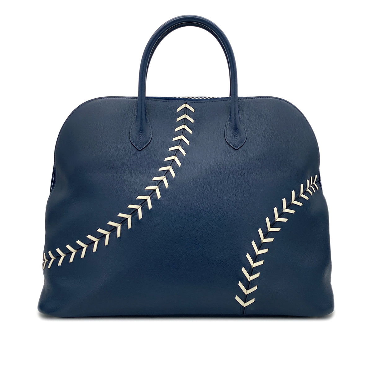 Luxury Promise Japan HERMES BOLIDE 1923 BASEBALL 45 BLUE DE MALTE EVERCOLOR HAND BAG C 90298745