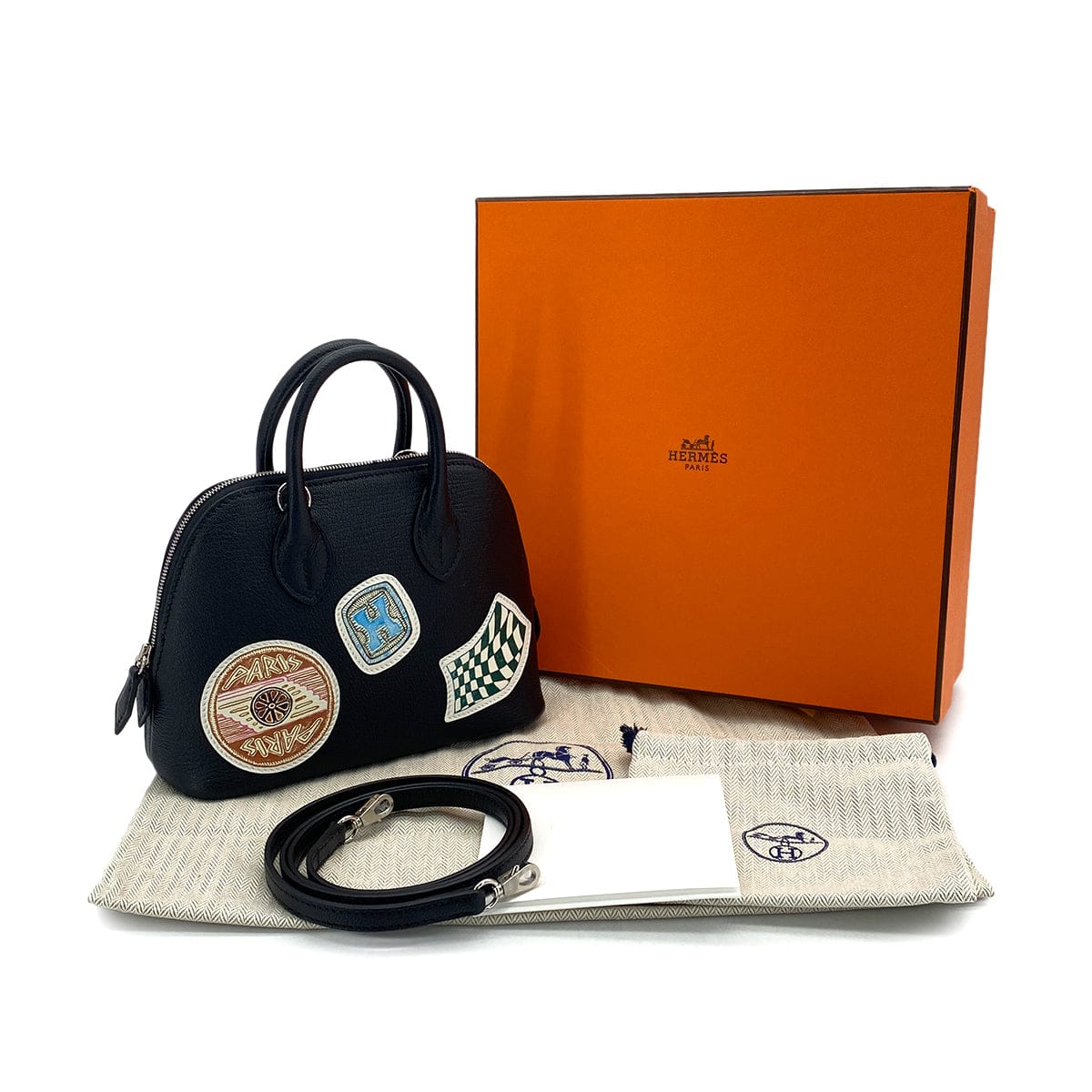 Luxury Promise Japan HERMES BOLIDE 1923 MINI 18 PIQUE COLL 100TH ANNIVERSARY EDITION HAND SHOULDER BAG BLACK CHEVRE MYSORE VEAU SWIFT 2024 W STAMP PALLADIUM HARDWARE 90317608