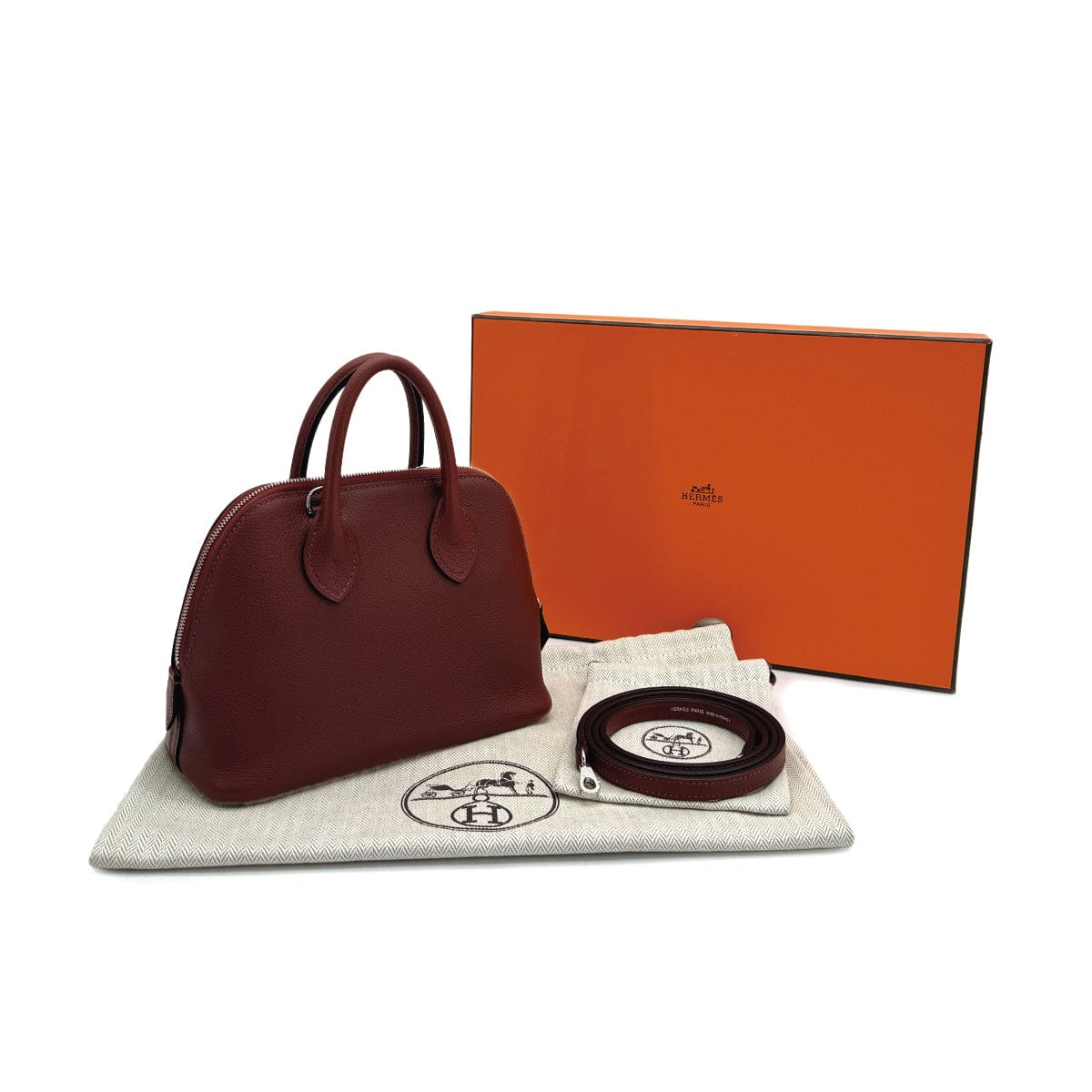 Luxury Promise Japan HERMES BOLIDE 1923 MINI HAND SHOULDER BAG 2024 W ROUGE H EVERCOLOR PALLADIUM HARDWARE 90311045