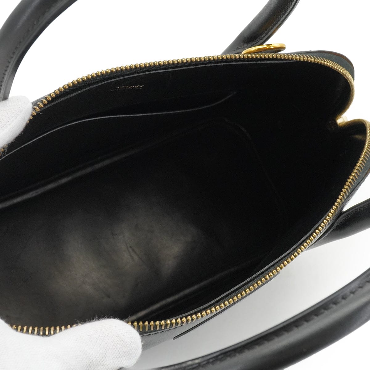 Luxury Promise Japan HERMES BOLIDE 31 BLACK BOXCALF HAND SHOULDER BAG 2002 SQUARE F GOLD HARDWARE 90334264