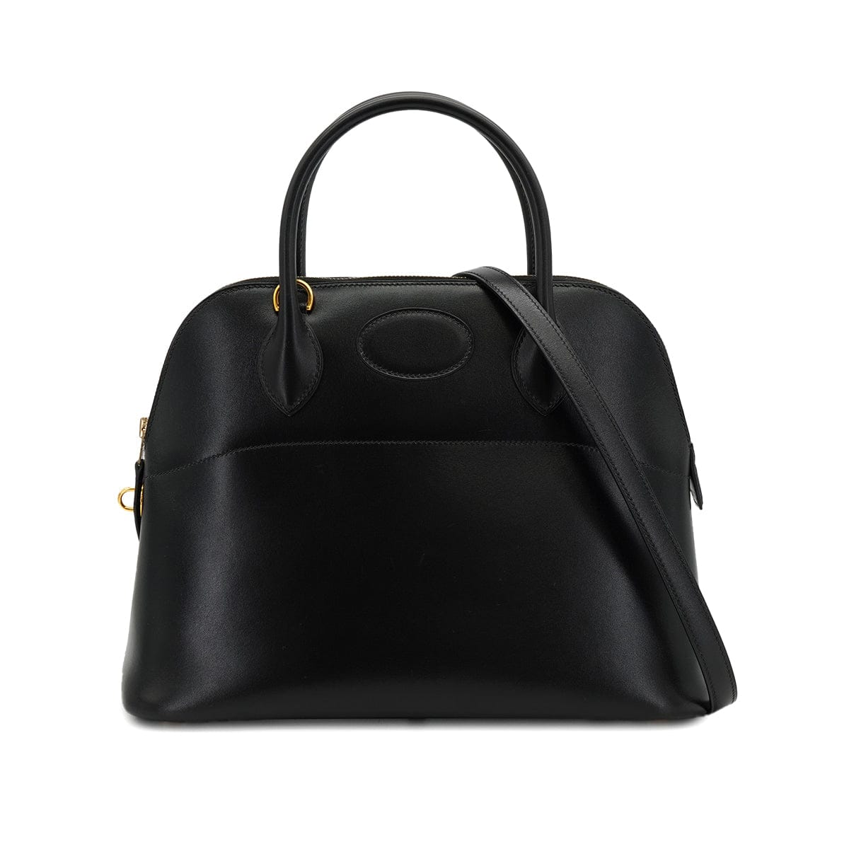 Luxury Promise Japan HERMES BOLIDE 31 BLACK BOXCALF HAND SHOULDER BAG 2002 SQUARE F GOLD HARDWARE 90334264