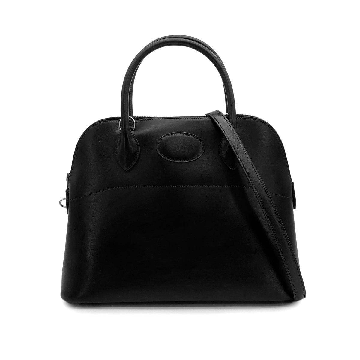 Luxury Promise Japan HERMES BOLIDE 31 BLACK BOXCALF HAND SHOULDER BAG 2003 SQUARE G PALLADIUM HARDWARE 90314377