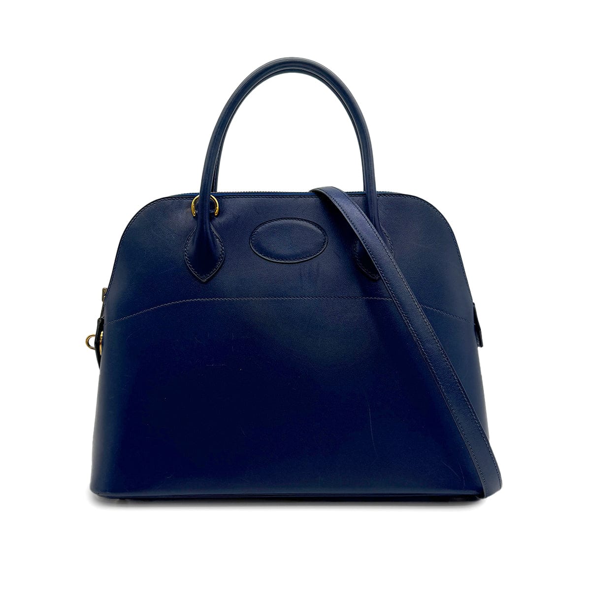 Luxury Promise Japan HERMES BOLIDE 31 BLUE ROY BOXCALF HAND SHOULDER BAG 1995 CIRCLE Y GOLD HARDWARE 90313551