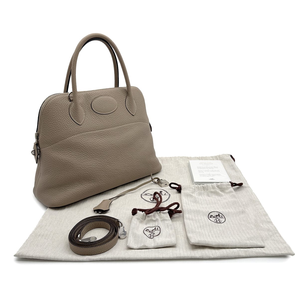 Luxury Promise Japan HERMES BOLIDE 31 GRIS TOURTERELLE TAURILLON CLEMENCE HAND SHOULDER BAG 2015 T STAMP PALLADIUM HARDWARE 90317782