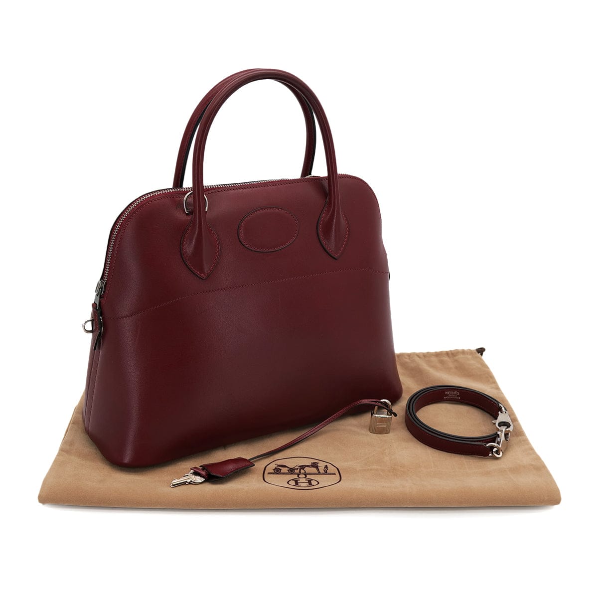 Luxury Promise Japan HERMES BOLIDE 31 ROUGE H BOXCALF HAND SHOULDER BAG 2000 SQUARE D PALLADIUM HARDWARE 90323086