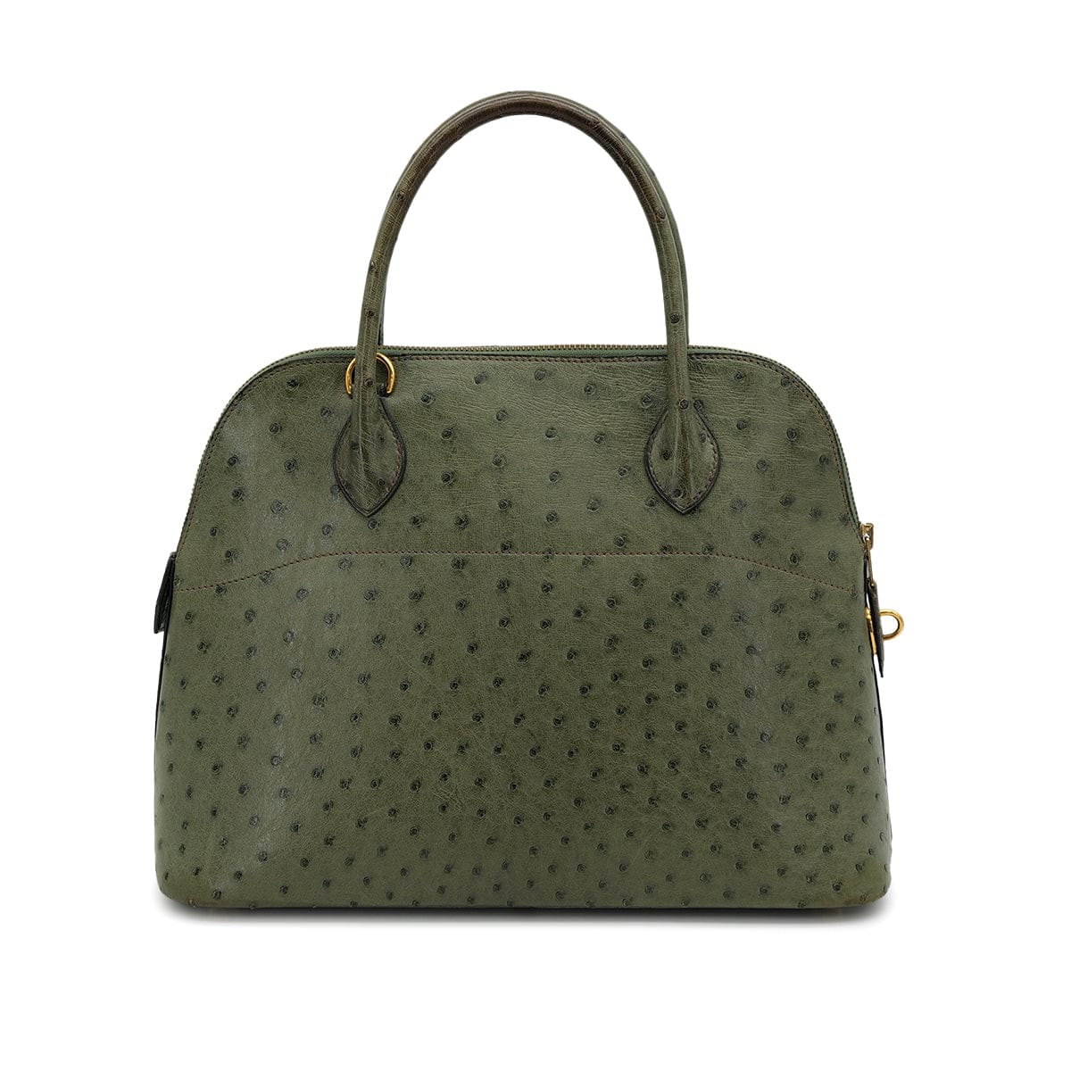Luxury Promise Japan HERMES BOLIDE 31 VERT OSTRICH HAND SHOULDER BAG 1995 CIRCLE Y GOLD HARDWARE 90318277