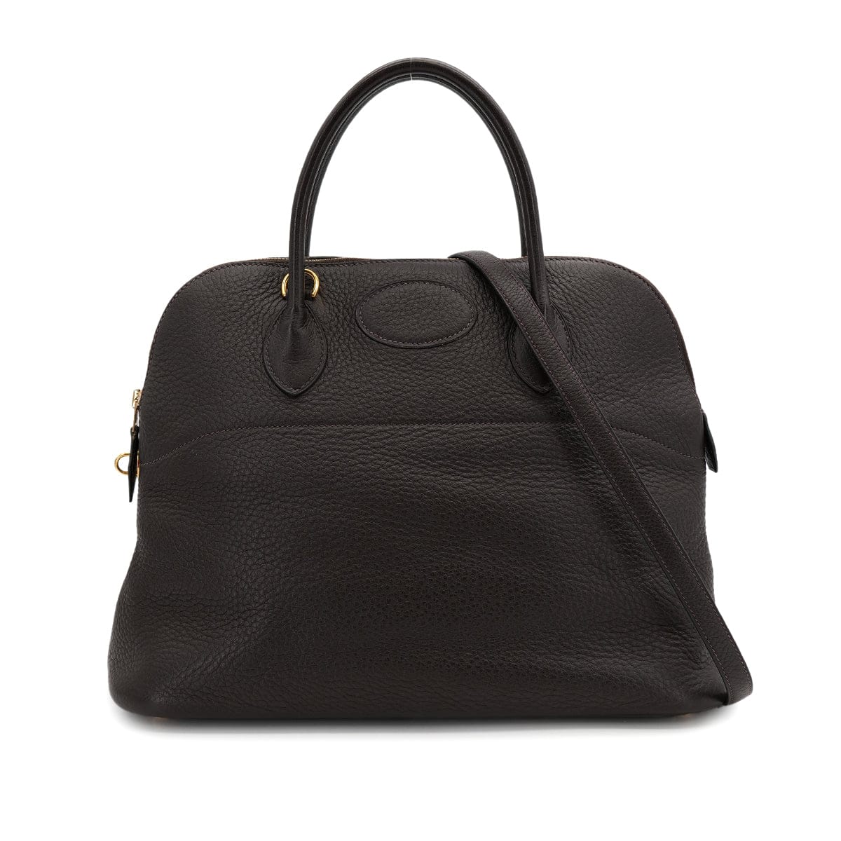 Luxury Promise Japan HERMES BOLIDE 35 CHOCOLAT TAURILLON CLEMENCE HAND SHOULDER BAG 2002 SQUARE F GOLD HARDWARE 90310317