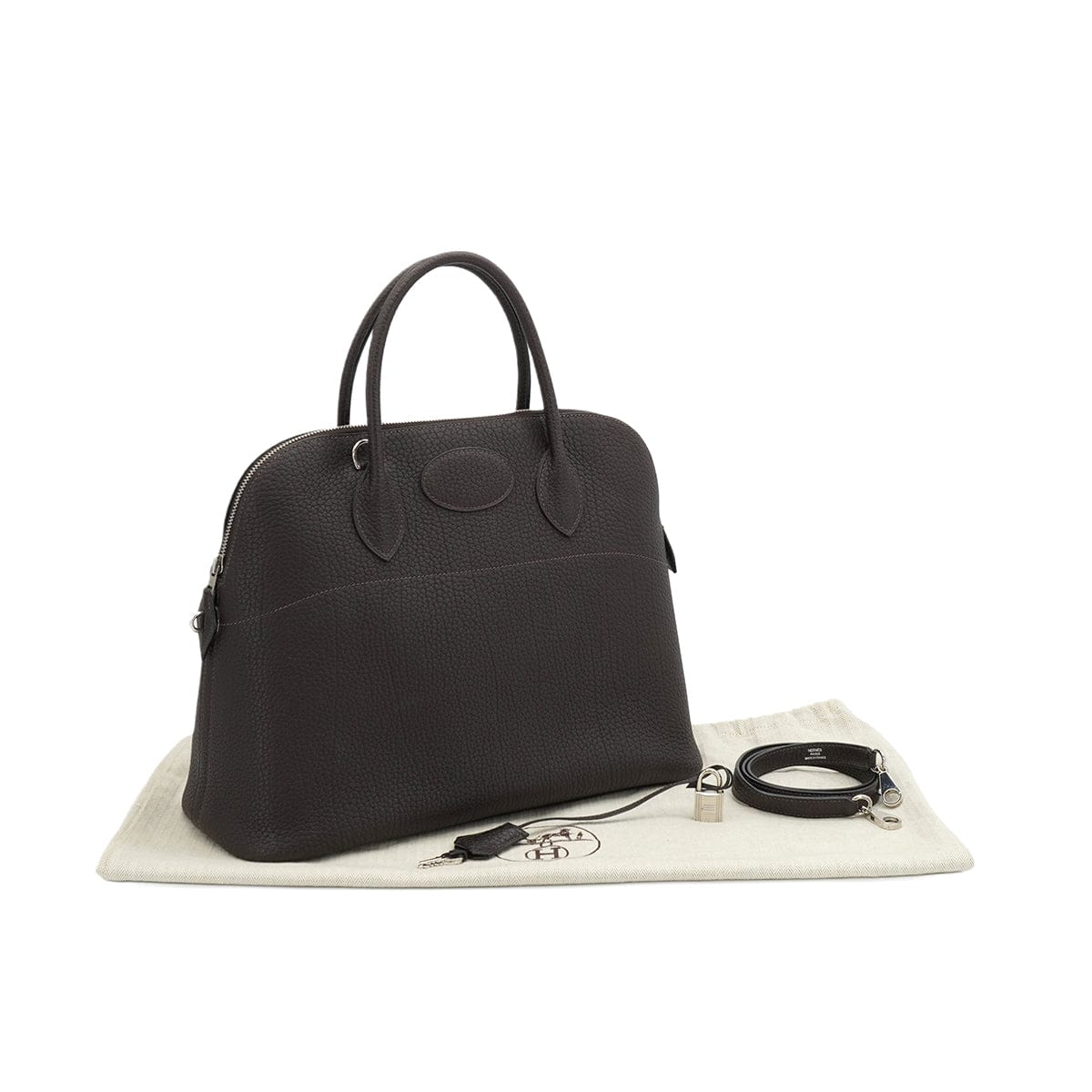 Luxury Promise Japan HERMES BOLIDE 35 EBENE FJORD HAND SHOULDER BAG 2006 SQUARE J PALLADIUM HARDWARE 90348414