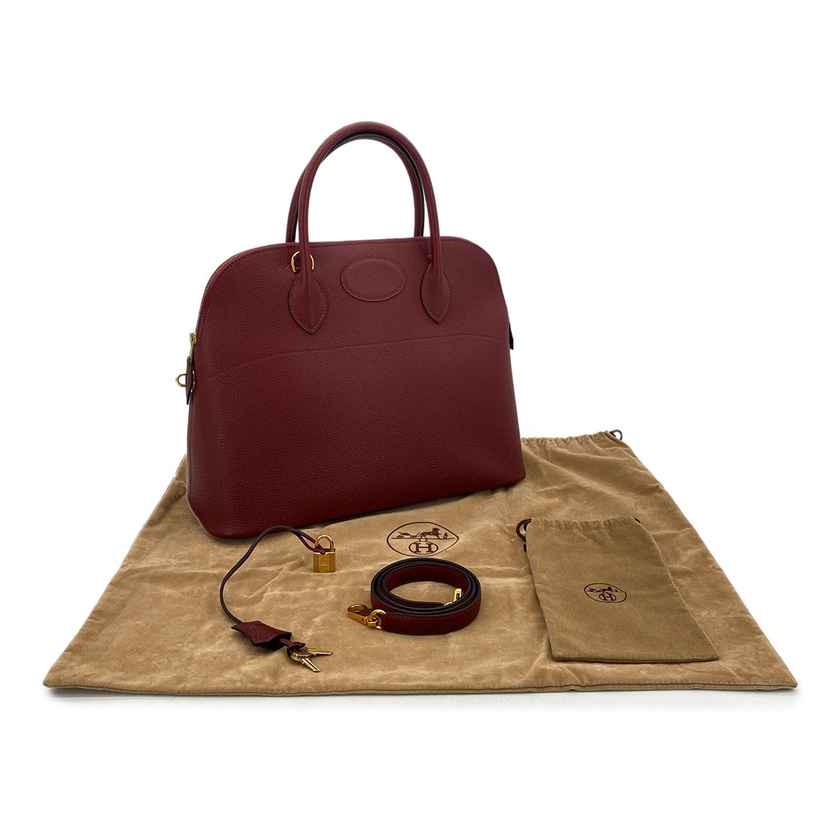 Luxury Promise Japan HERMES BOLIDE 35 ROUGE H FJORD HAND SHOULDER BAG □D GHW 90294969