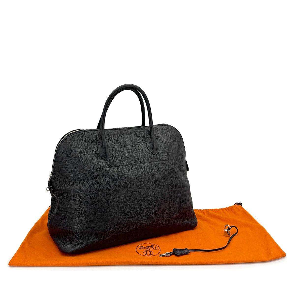 Luxury Promise Japan HERMES BOLIDE 45 BLACK TAURILLON CLEMENCE HAND BAG 2006 SQUARE J PALLADIUM HARDWARE 90318516