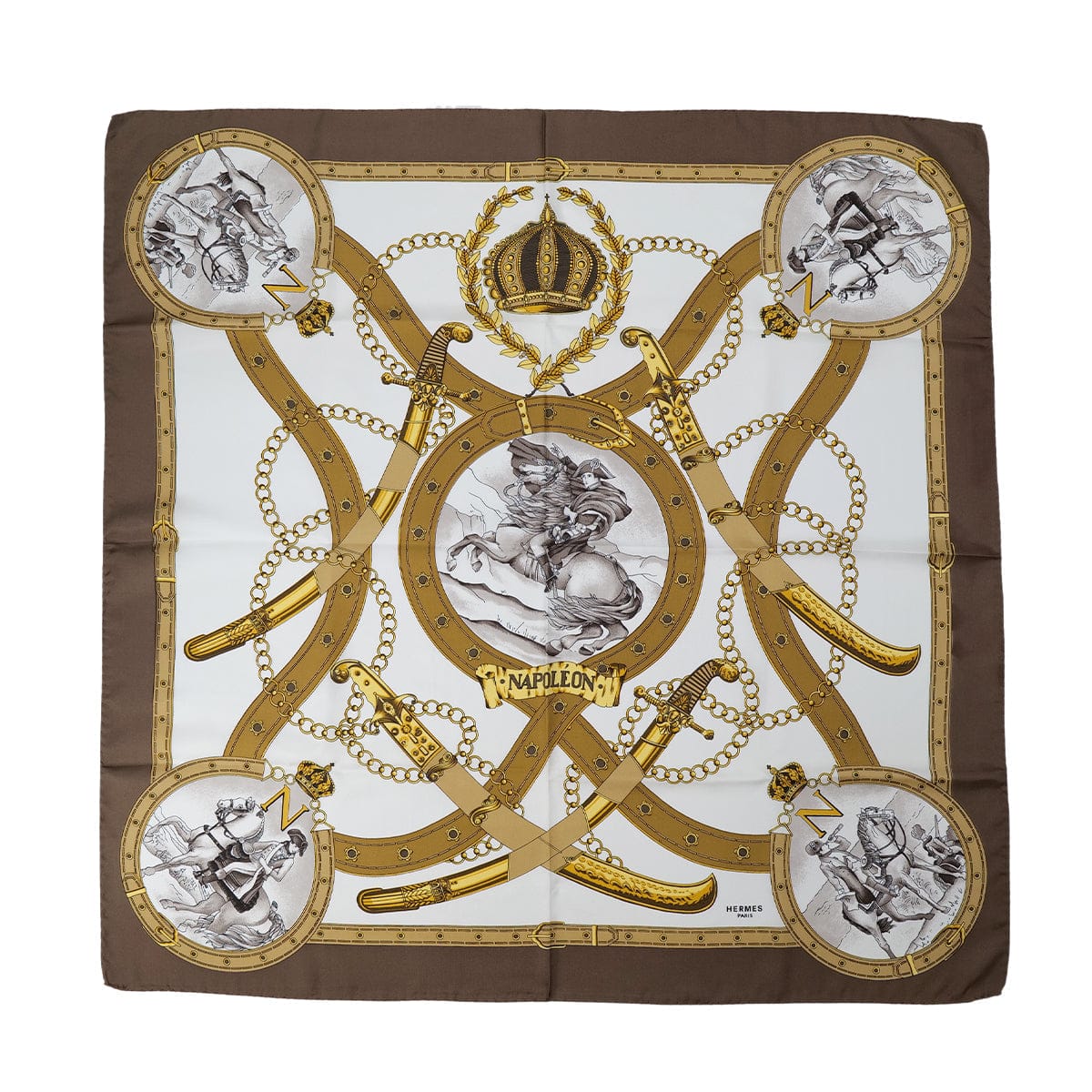 Luxury Promise Japan HERMES CARRE 90 NAPOLEON SCARF SILK BROWN 90304775