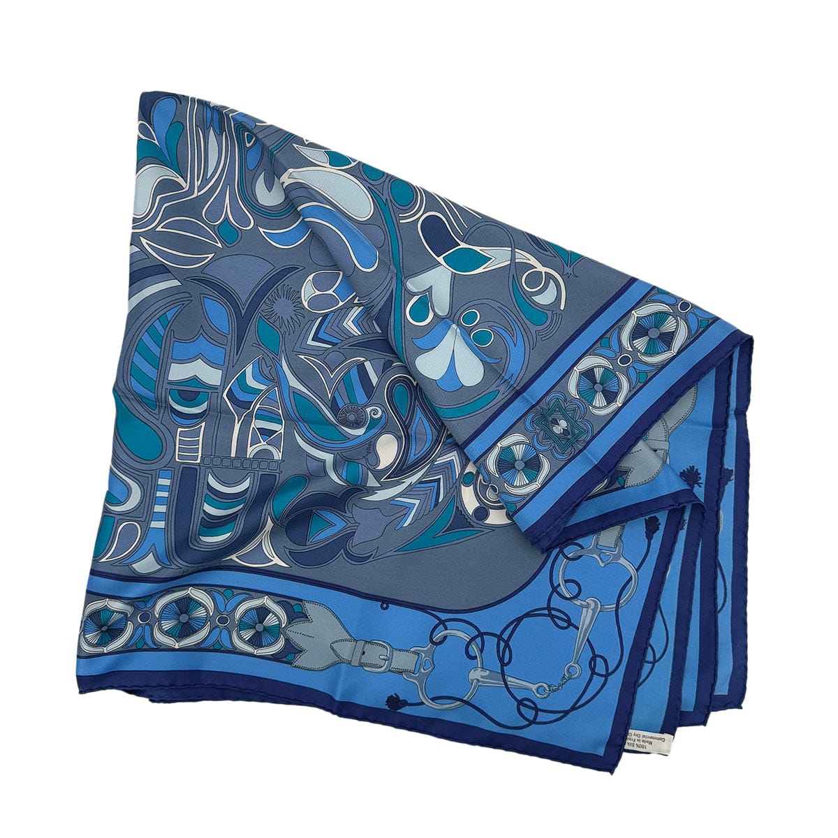 Luxury Promise Japan HERMES CARRE 90 SCARF FOLKLORE BLUE SILK 90295131