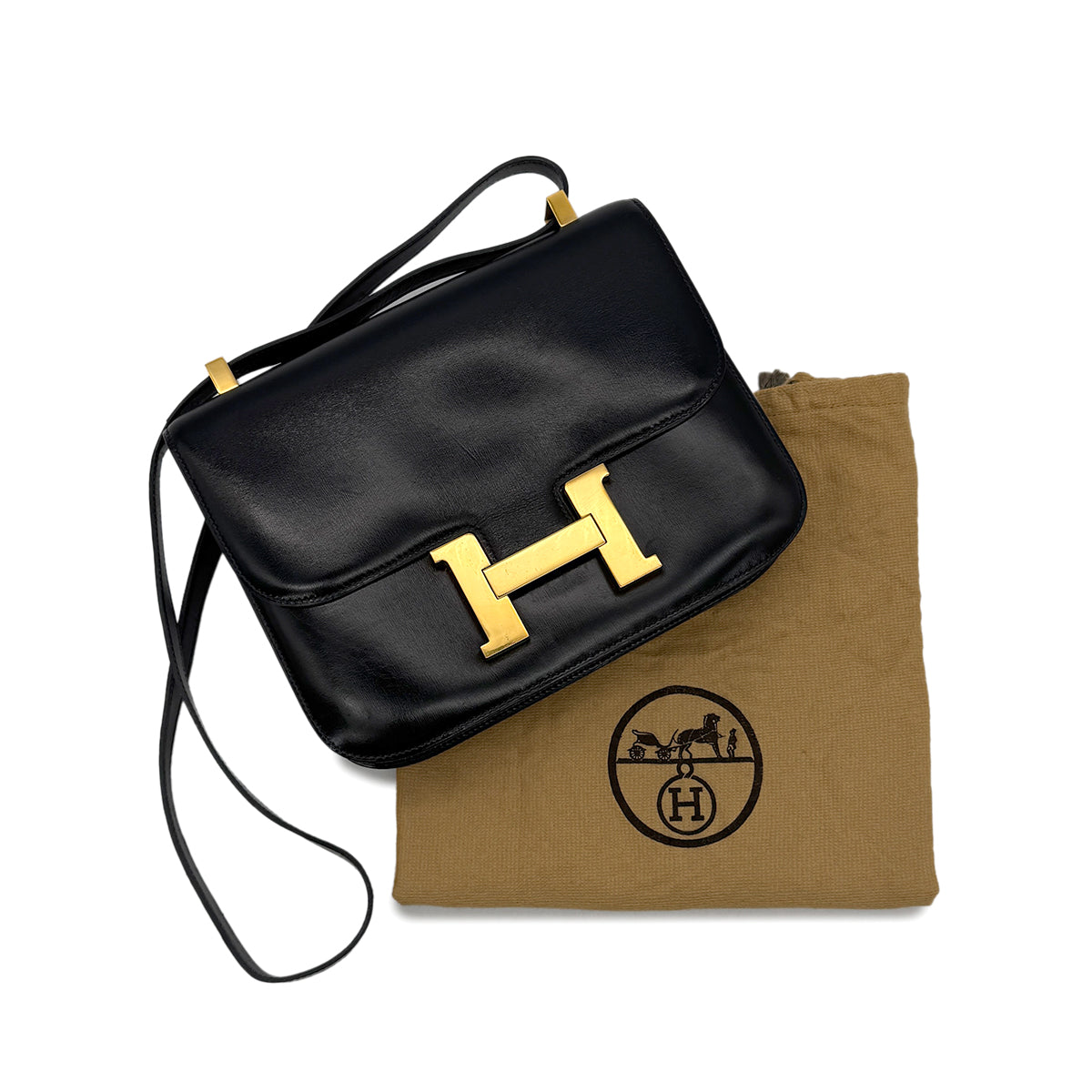 Luxury Promise Japan HERMES CONSTANCE 23 BLACK BOXCALF SHOULDER BAG 〇N GHW 90298157