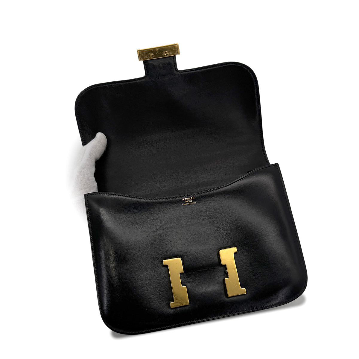 Luxury Promise Japan HERMES CONSTANCE 23 BLACK BOXCALF SHOULDER BAG 〇N GHW 90298157