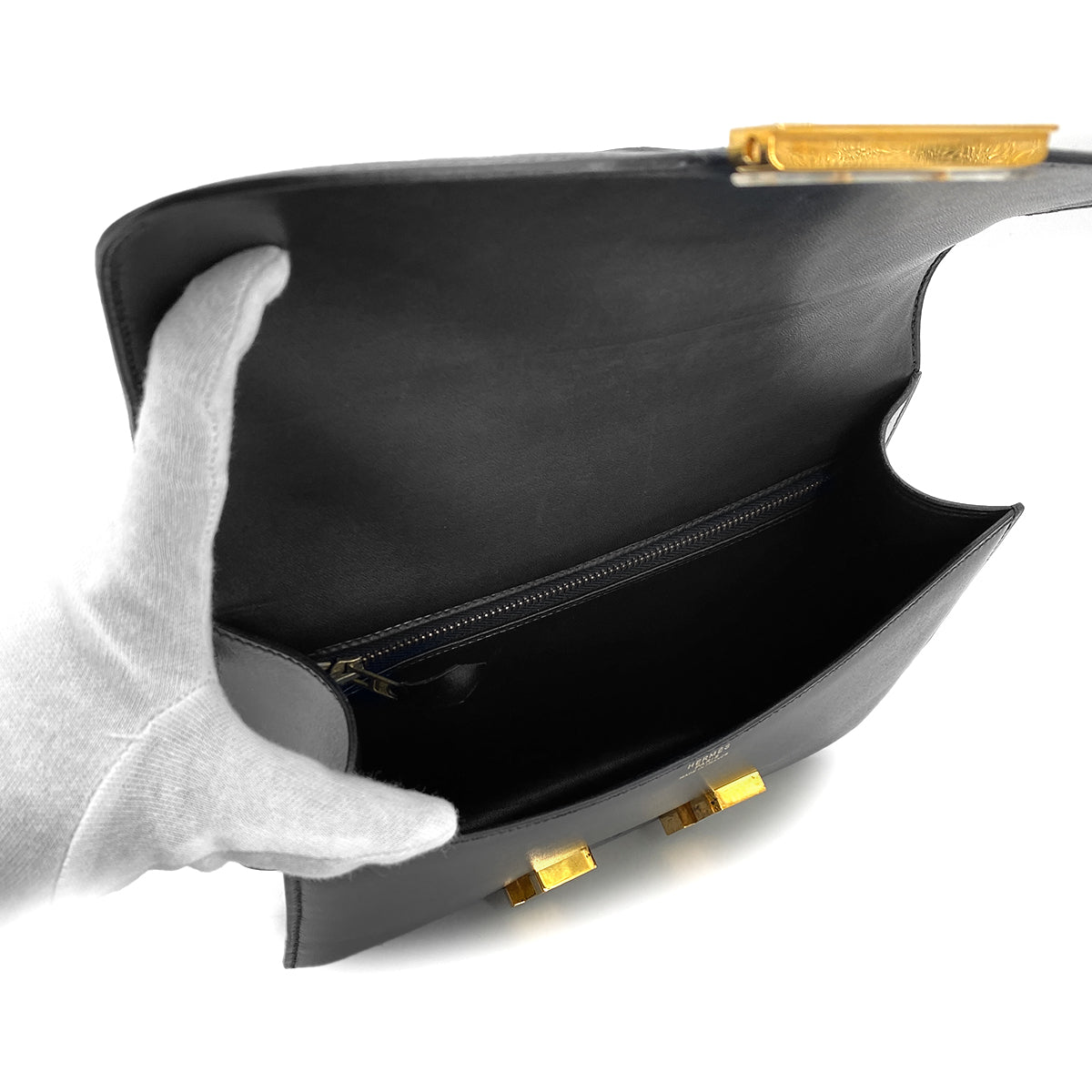 Luxury Promise Japan HERMES CONSTANCE 23 BLACK BOXCALF SHOULDER BAG 〇O GHW 90299789