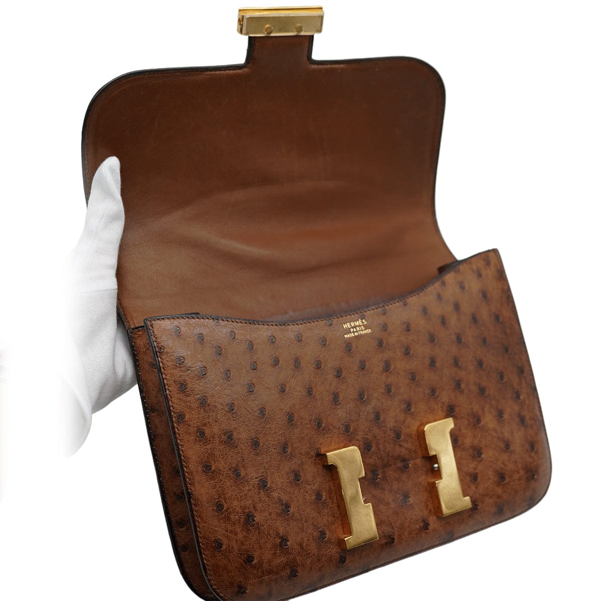 Luxury Promise Japan HERMES CONSTANCE 23 ETRUSQUE OSTRICH SHOULDER BAG 1986 CIRCLE P GOLD HARDWARE 90335143