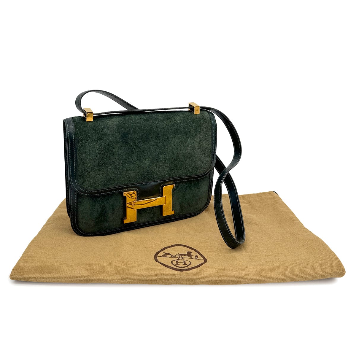 Luxury Promise Japan HERMES CONSTANCE 23 VERT DEBRIS SHOULDER BAG 1981 CIRCLE K GOLD HARDWARE 90312925