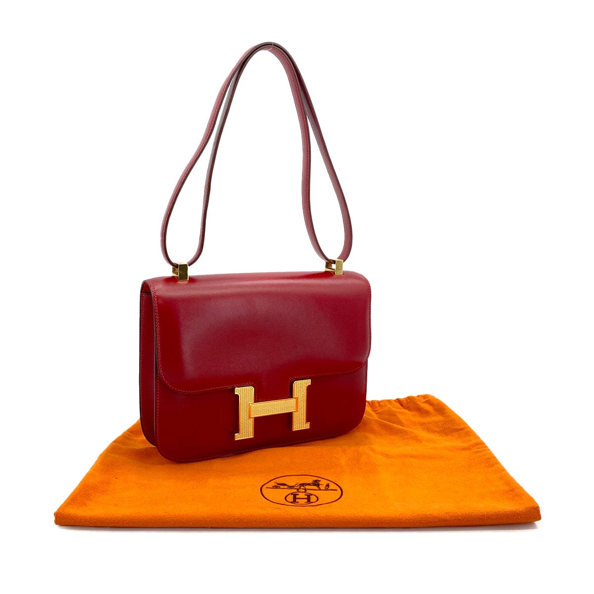 Luxury Promise Japan HERMES CONSTANCE 24 ROUGE GARANCE BOX CALF SHOULDER BAG 2011 SQUARE O GUILLOCHE HARDWARE 90324746
