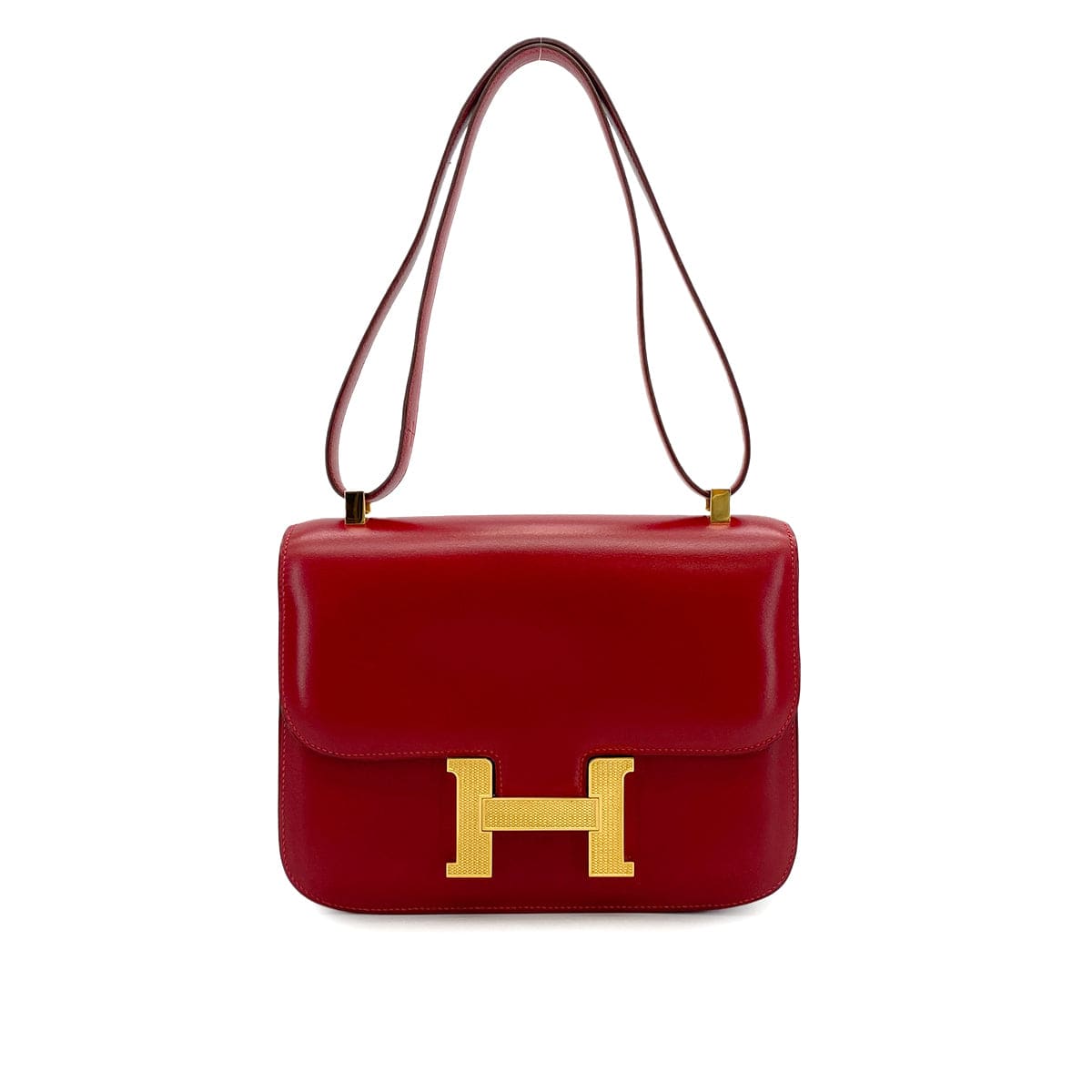 Luxury Promise Japan HERMES CONSTANCE 24 ROUGE GARANCE BOX CALF SHOULDER BAG 2011 SQUARE O GUILLOCHE HARDWARE 90324746