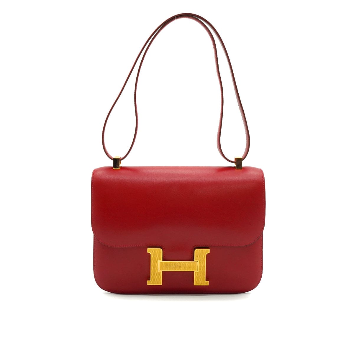 Luxury Promise Japan HERMES CONSTANCE 24 ROUGE VIF BOX CALF SHOULDER BAG 2003 SQUARE G GUILLOCHE HARDWARE 90339636