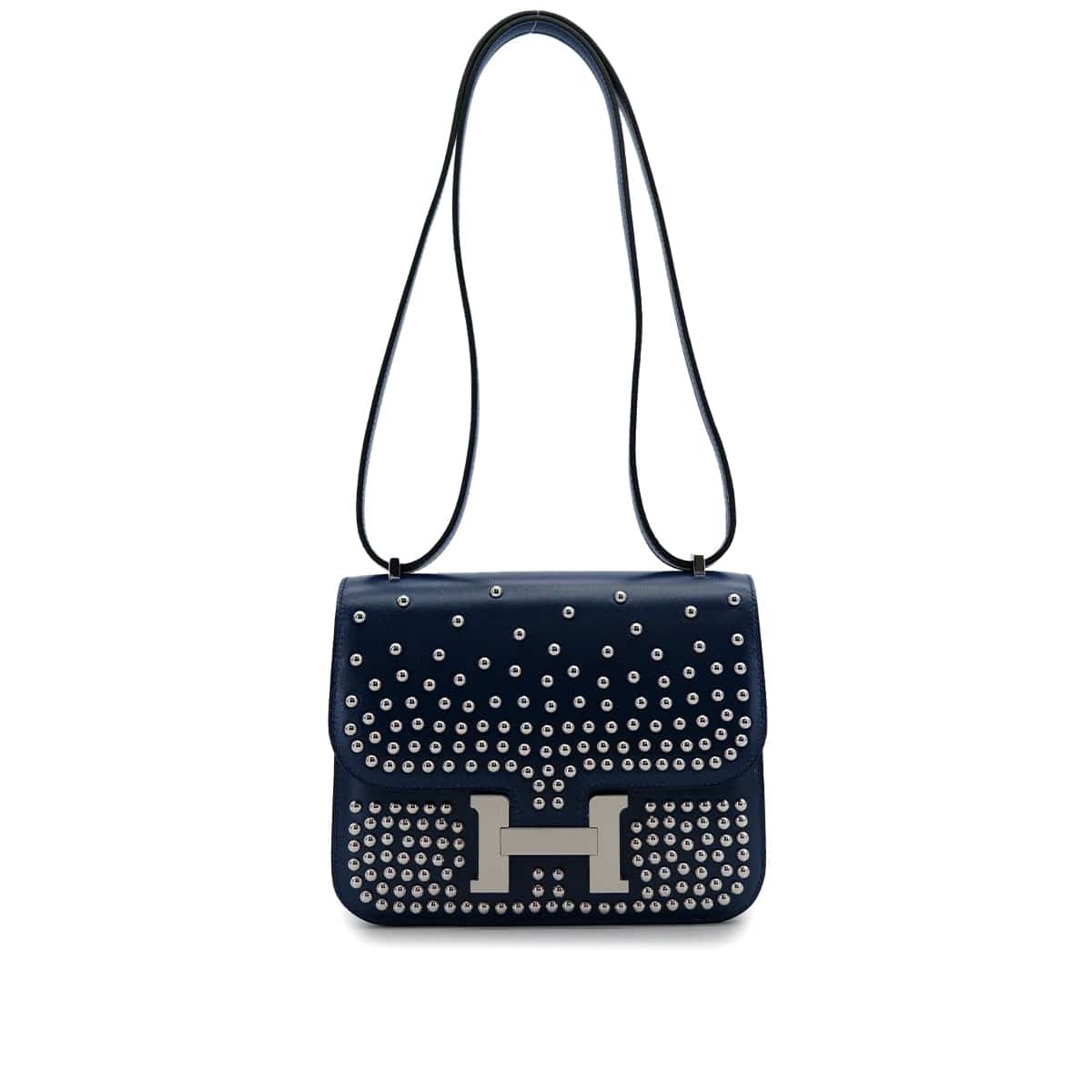Luxury Promise Japan HERMES CONSTANCE 3 MINI 18 MIROIR CLOUTE BLUE ABYSSE BOXCALF 2025 K STAMP PALLADIUM HARDWARE 90316884