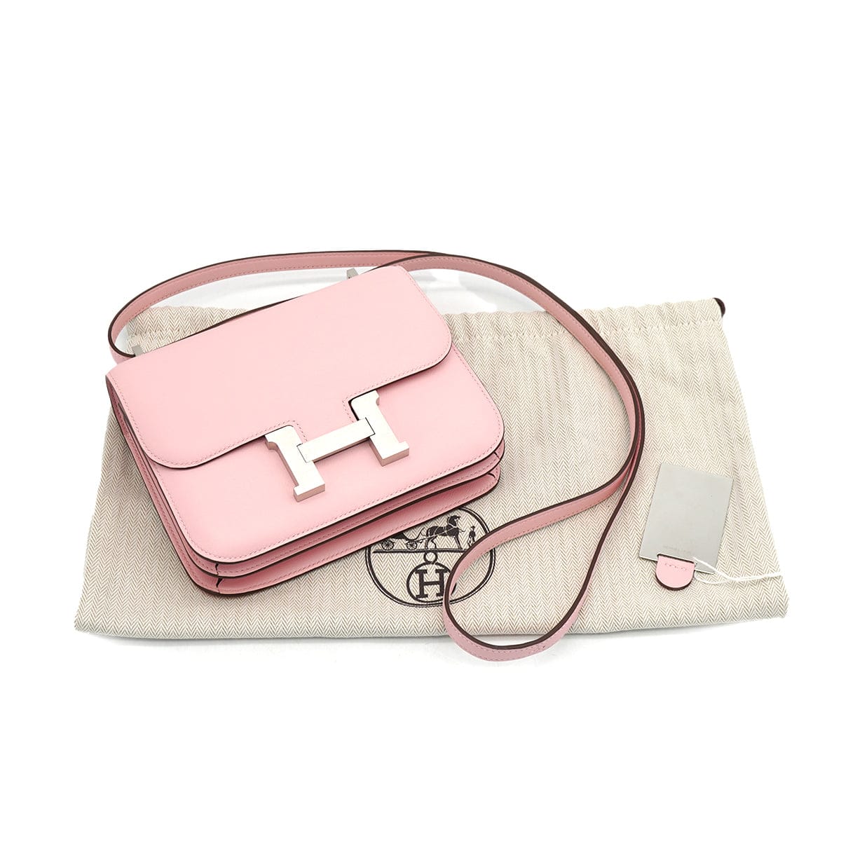 Luxury Promise Japan HERMES CONSTANCE 3 MINI 18 ROSE SAKURA SWIFT SHOULDER BAG 2025 K STAMP PALLADIUM HARDWARE 90327147