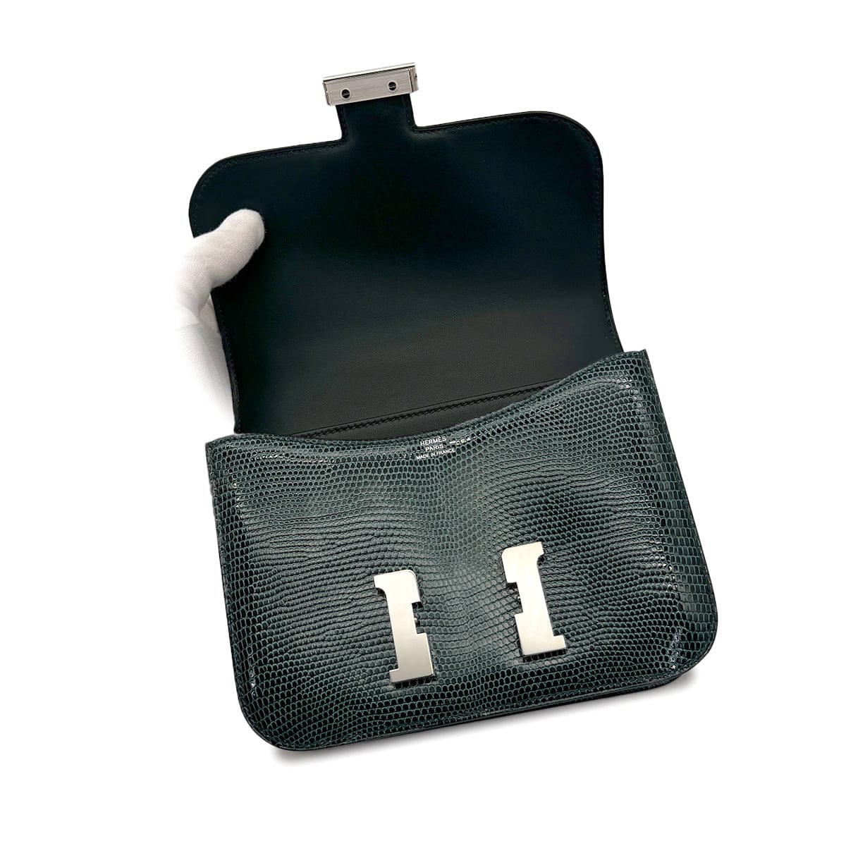 Luxury Promise Japan HERMES CONSTANCE MINI 18 VERT CYPRESS LIZARD SHOULDER BAG U PHW 90307375