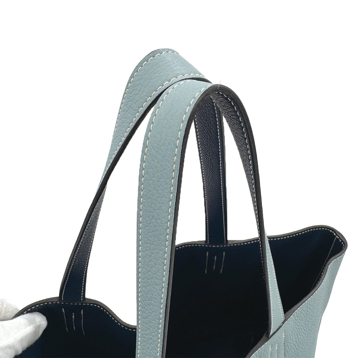Luxury Promise Japan HERMES DOUBLE SENS 36 CIEL BLEU DE MALTE TAURILLON CLEMENCE TOTE SHOULDER BAG □P 90310256