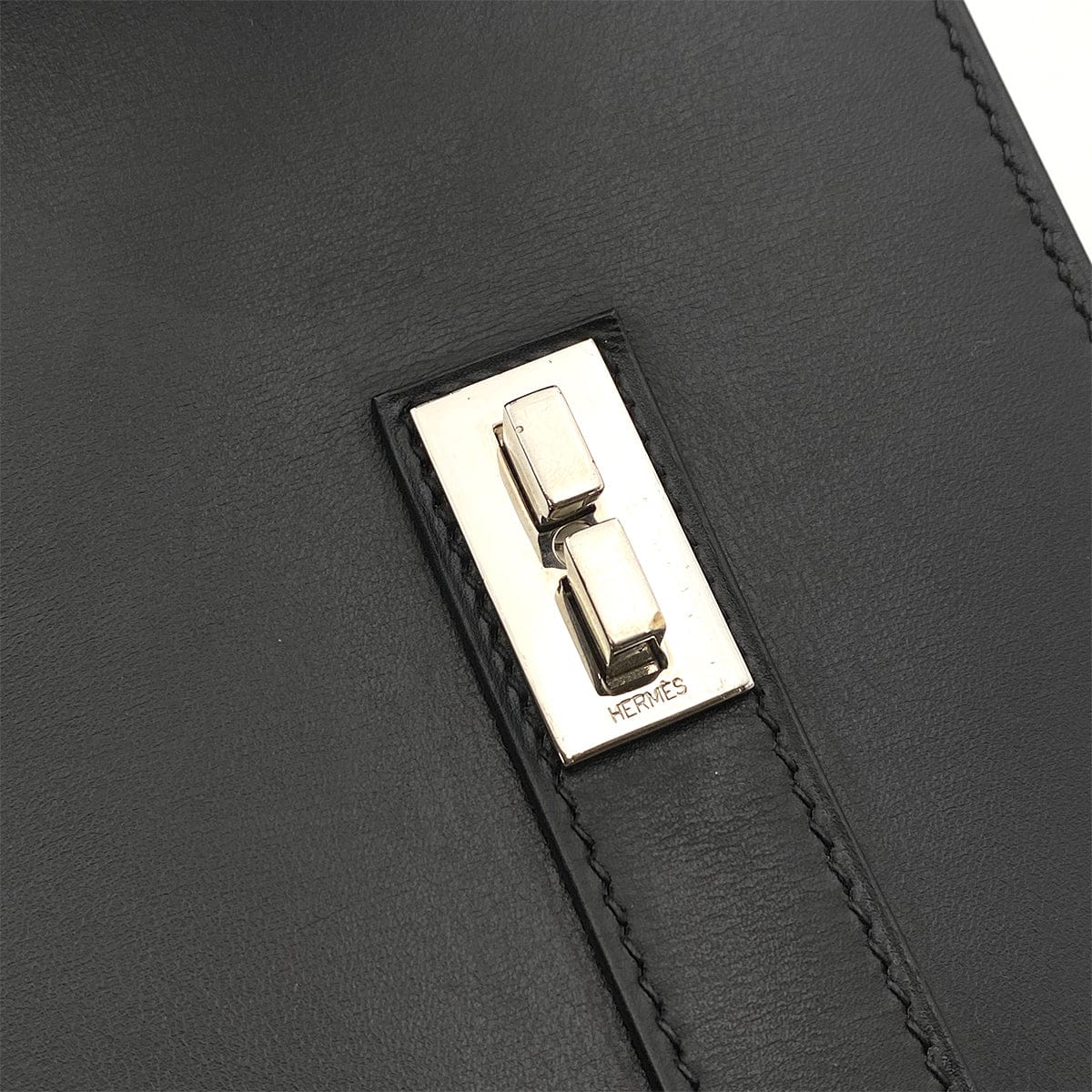 Luxury Promise Japan HERMES DRUG2 37 BLACK BOX CALF HAND BAG □O SHW 90264347