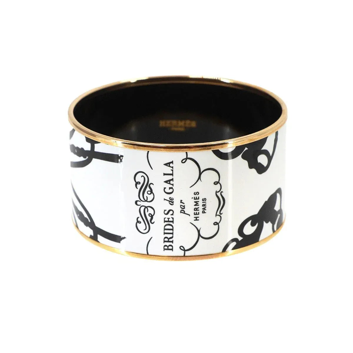 Luxury Promise Japan HERMES Email TGM Bracelet Bangle White Black Gold Accessory 90337819