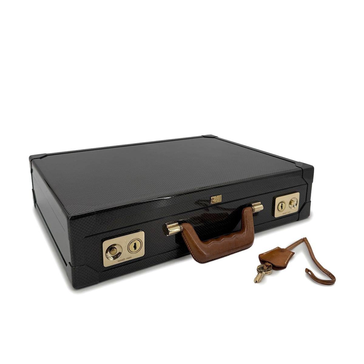 Luxury Promise Japan HERMES ESPACE PM ATTACHE CASE BUSINESS BAG BLACK CARBON VEAU CHAMONIX GHW 90299539