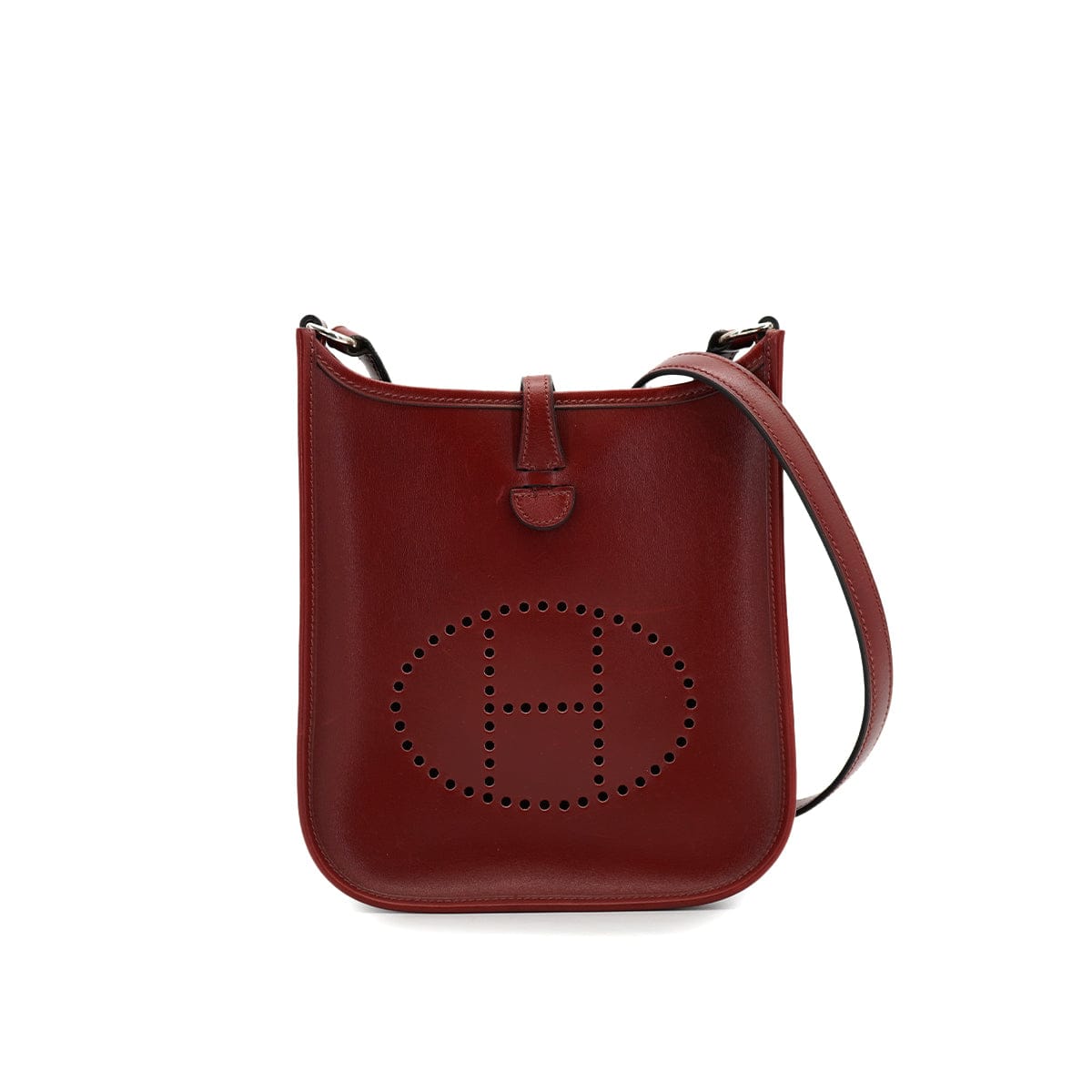 Luxury Promise Japan HERMES EVELYNE TPM ROUGE H BOX CALF SHOULDER BAG 2002 SQUARE F 90327386