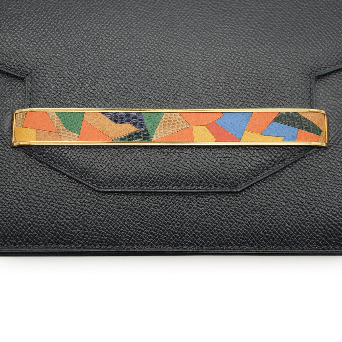 Luxury Promise Japan HERMES FACO BLUE INDIGO LIZARD VEAU EPSOM SHOULDER BAG 2004 SQUARE H GOLD HARDWARE 90335156