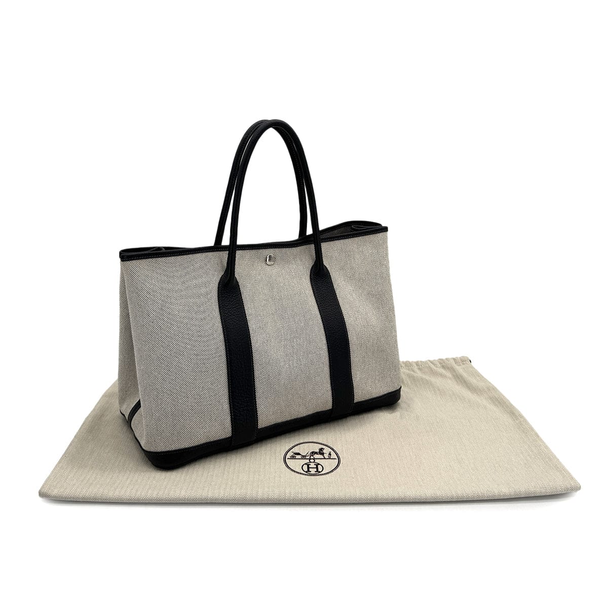 Luxury Promise Japan HERMES GARDEN PARTY 36 PM ECRU BLACK TOILE H BUFFLE SKIPPER TOTE BAG SQUARE N 90310338