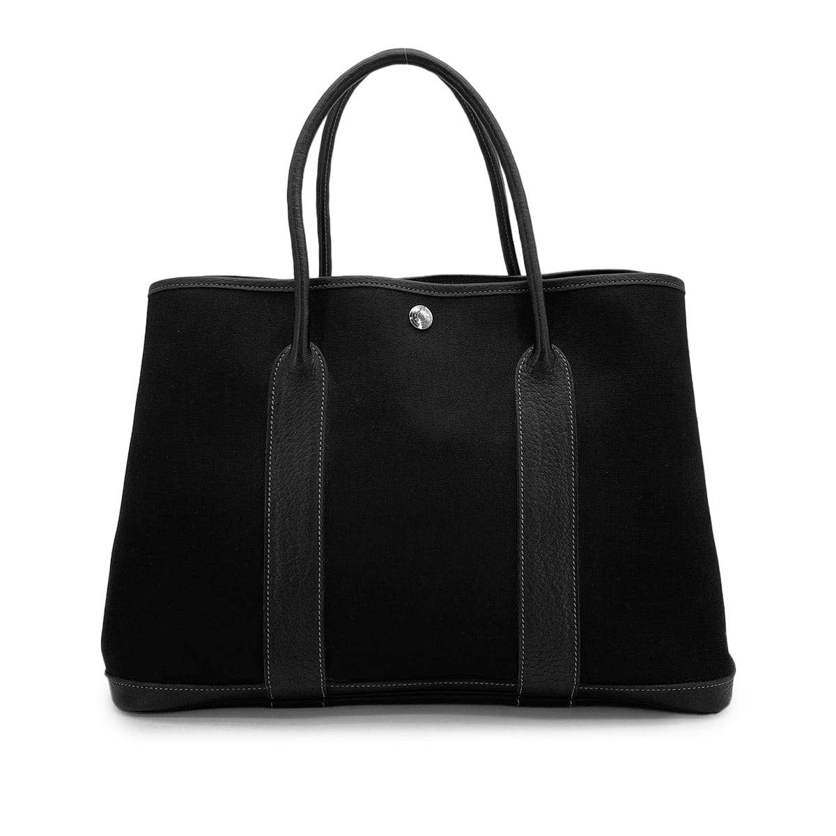 Luxury Promise Japan HERMES GARDEN PARTY PM BLACK TOILE OFFICIER NEGONDA HAND BAG 2004 SQUARE H 90315014