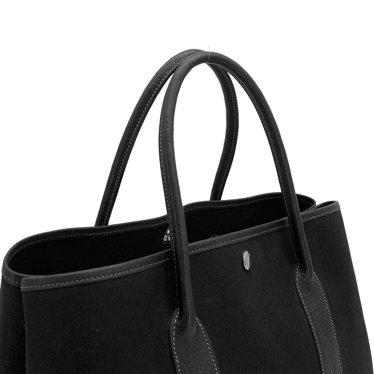 Luxury Promise Japan HERMES GARDEN PARTY PM BLACK TOILE OFFICIER NEGONDA HAND BAG 2004 SQUARE H 90315014