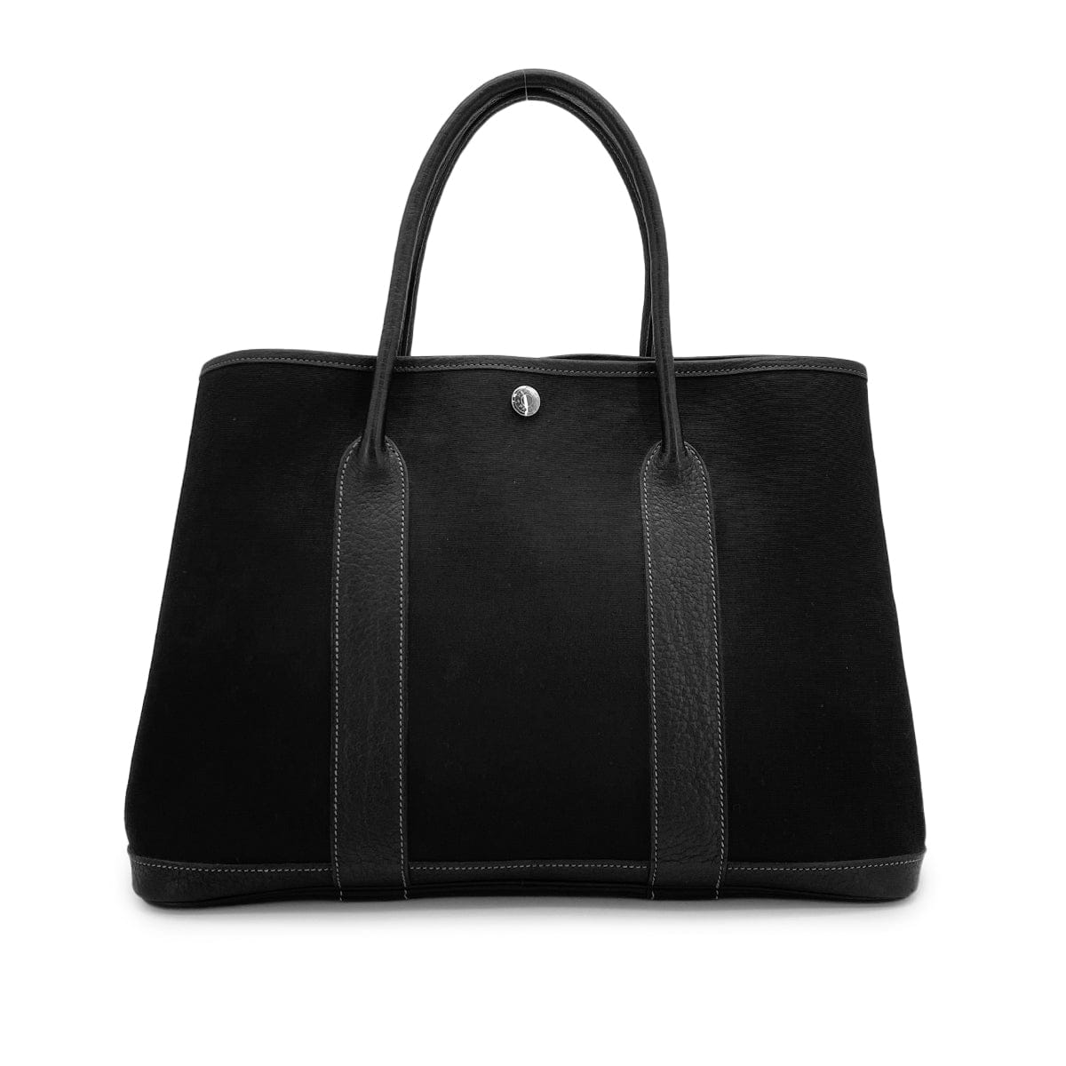 Luxury Promise Japan HERMES GARDEN PARTY PM BLACK TOILE OFFICIER NEGONDA HAND BAG 2004 SQUARE H 90315014