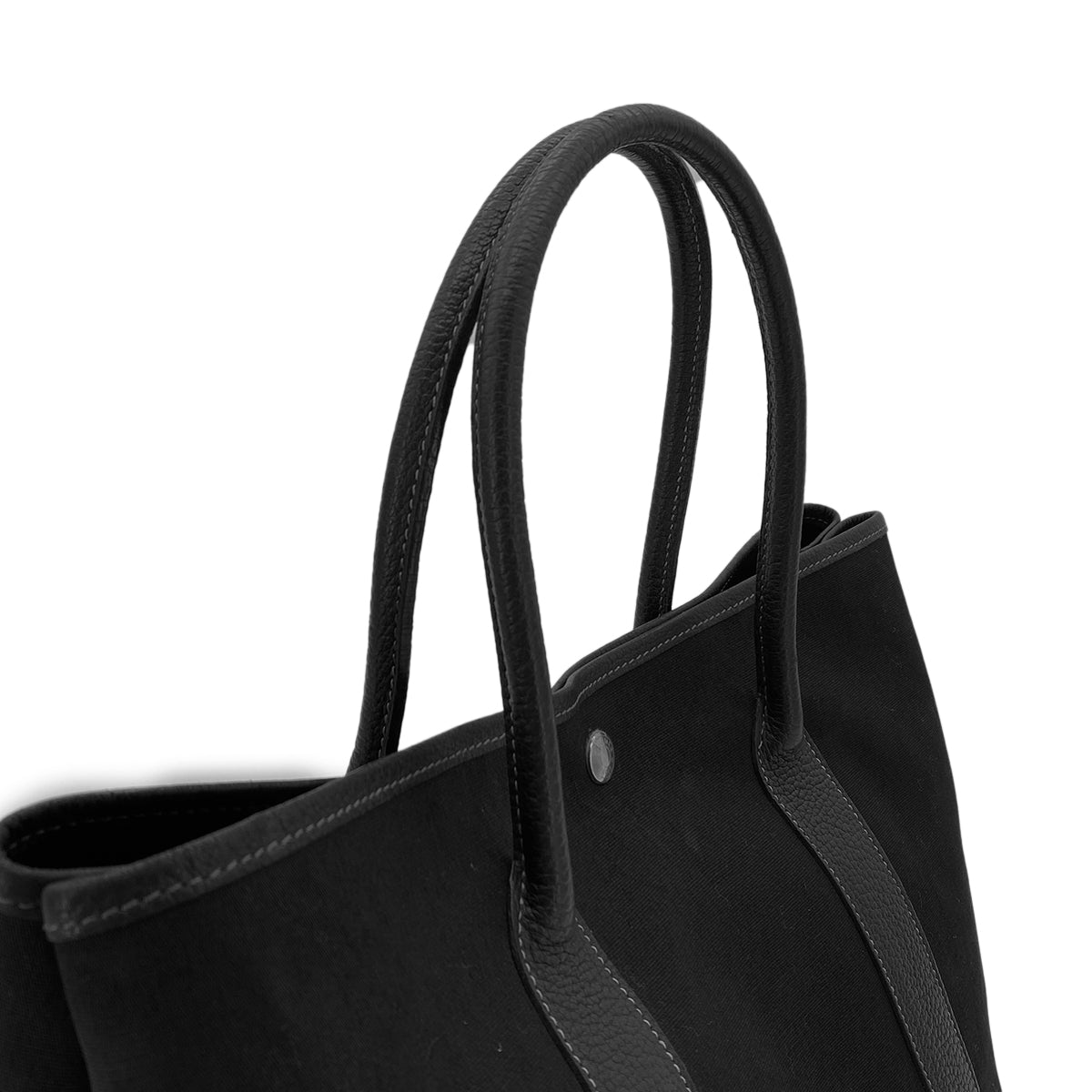 Luxury Promise Japan HERMES GARDEN PARTY PM BLACK TOILE OFFICIER VACHETTE CRISPE FJORD HAND BAG □G 90281439