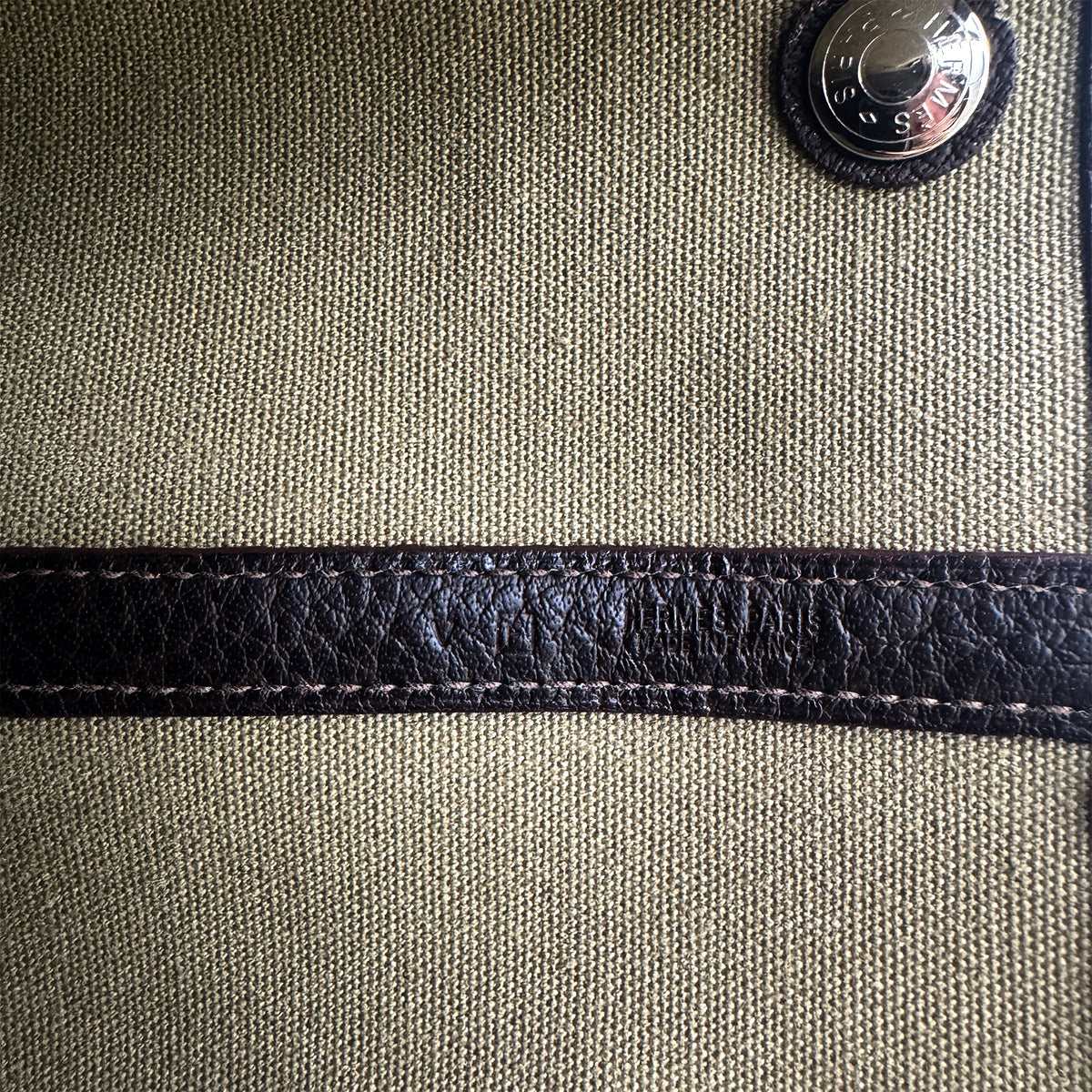 Luxury Promise Japan HERMES GARDEN PARTY PM KAHKI TOILE OFFICIER VEAU NEGONDA TOTE BAG □F 90303015