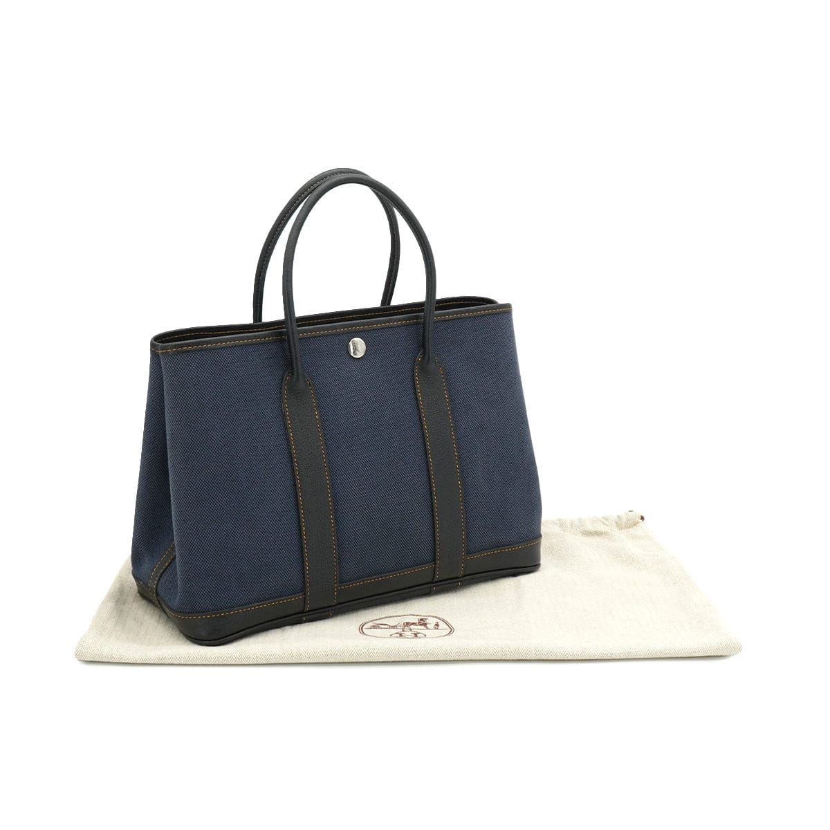 Luxury Promise Japan HERMES GARDEN PARTY TPM BLACK DENIM FONC BUFFLE SKIPPER TOILE H HAND BAG 2012 SQUARE P 90335887