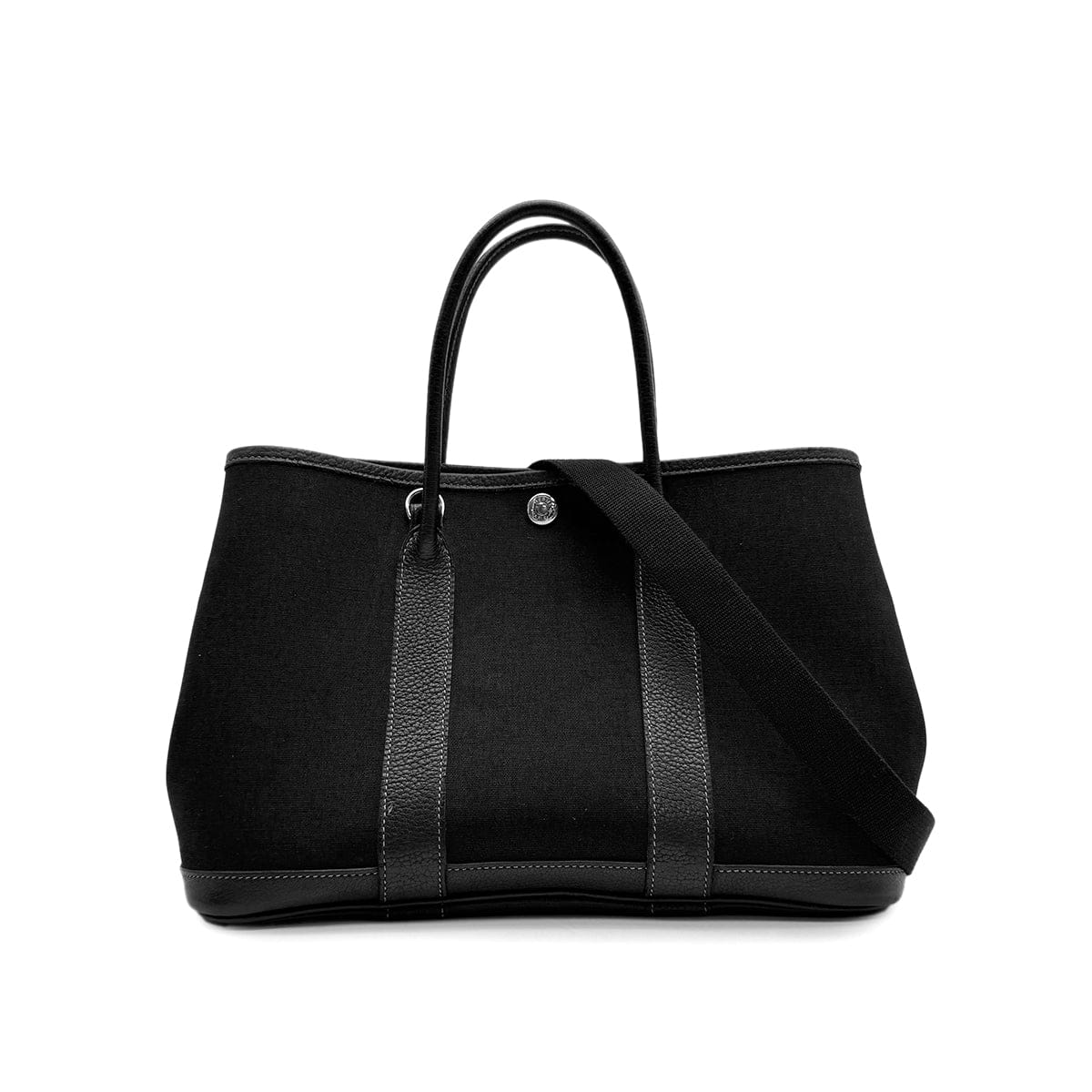 Luxury Promise Japan HERMES GARDEN PARTY TPM BLACK TOILE OFFICIER BUFFLE SKIPPER HAND SHOULDER BAG 2004 SQUARE H 90314341